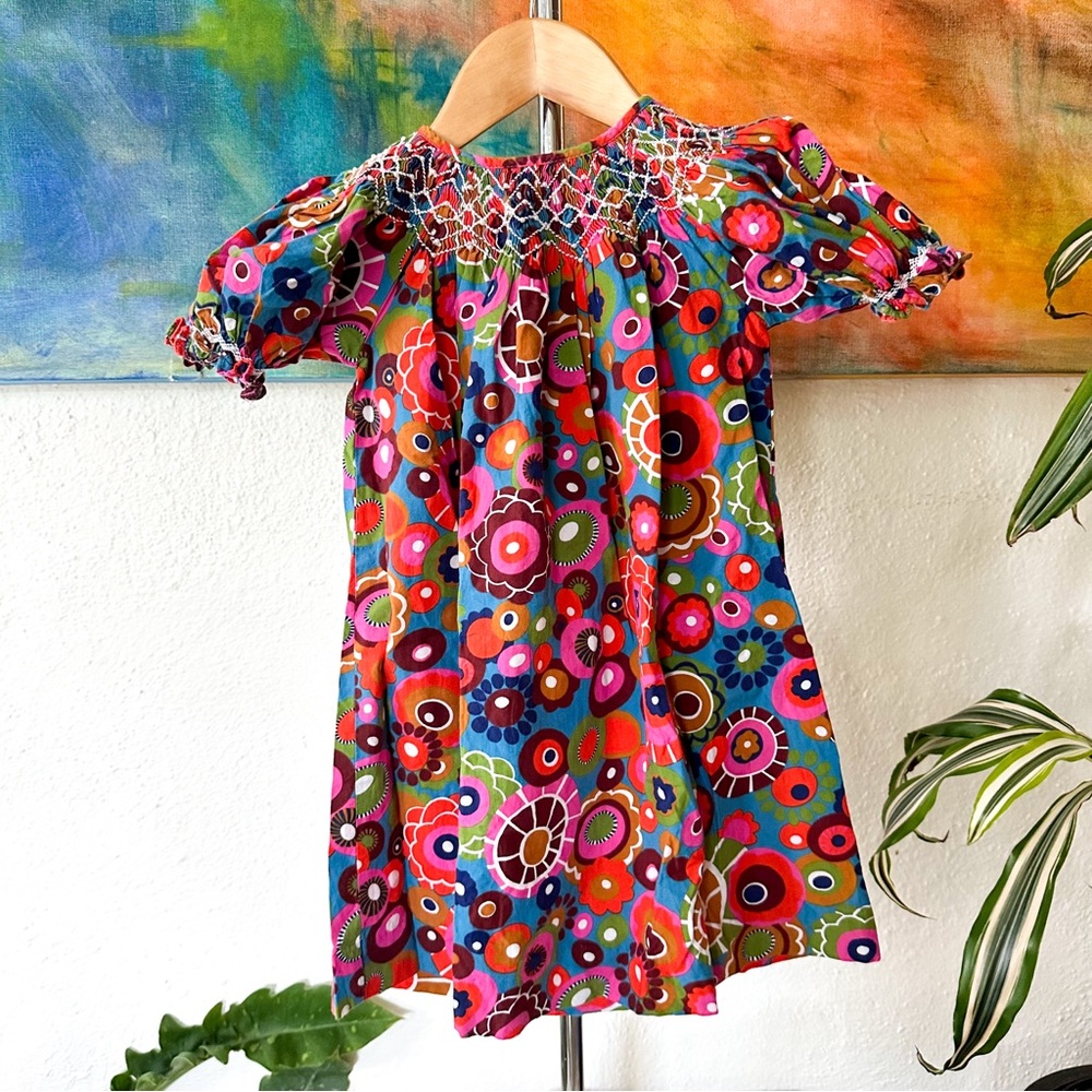 Mom & Me Mod Foral Smocked & Beaded Bishop Dress